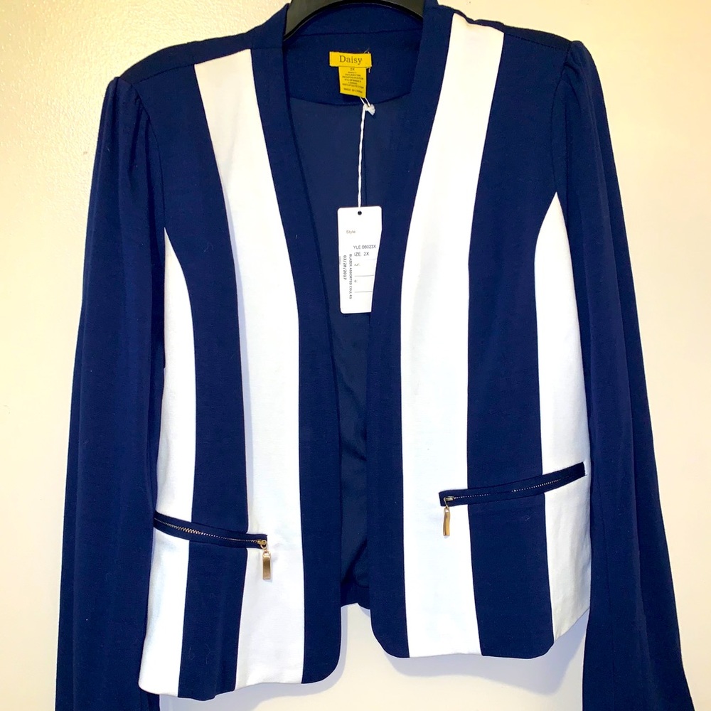 Beautiful blue and white soft knit Blazer.